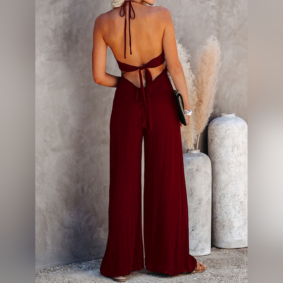 Pants & Jumpsuits | Halter Neck Wide Leg Jumpsuit | Poshmark